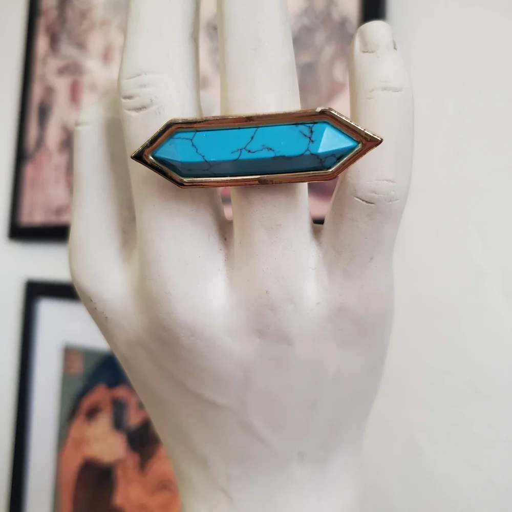 CC Skye Turquoise and Gold Statement Ring